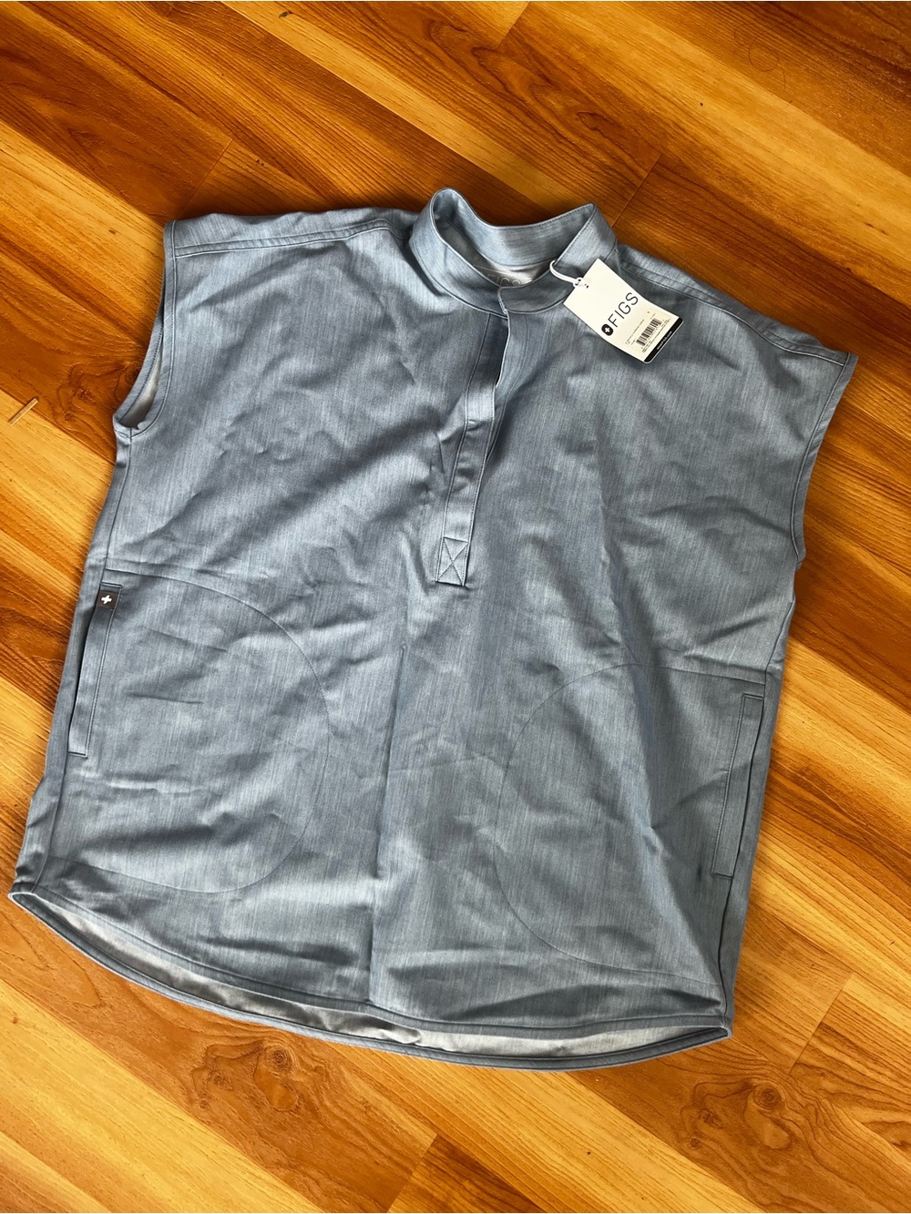Figs Men's Sleeveless Henley Top - Light Blue
